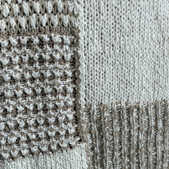Anthropologie Beige and Cream Patchwork Knit Tank Top LL125 - Picture 5 of 11